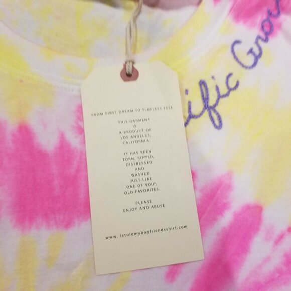 I Stole My Boyfriend's Shirt Pacific Grove Pink Tie-Dye T-Shirt One Size New - Picture 8 of 9
